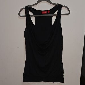 New York & Company Collection Black Drape Stretch Racerback Tank Top Size Large
